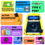 Be Cre8v Boom Bot DIY Bluetooth Speaker Kit with Microphone, LED Light Show, STEAM Learning Toy for Kids