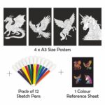 Contrast Colouring Kit for Kids | 4 Giant Colouring Posters & 12 Sketch Pens | DIY Art and Craft Set | Birthday & Return Gift