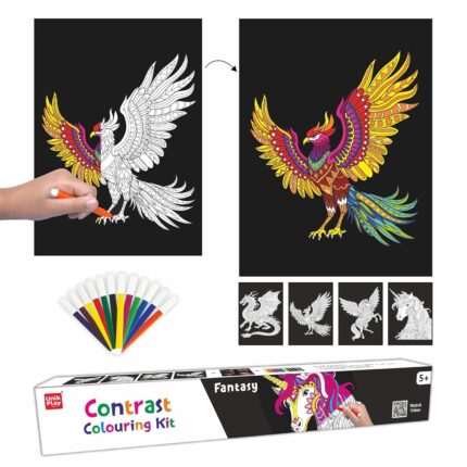 Contrast Colouring Kit for Kids | 4 Giant Colouring Posters & 12 Sketch Pens | DIY Art and Craft Set | Birthday & Return Gift