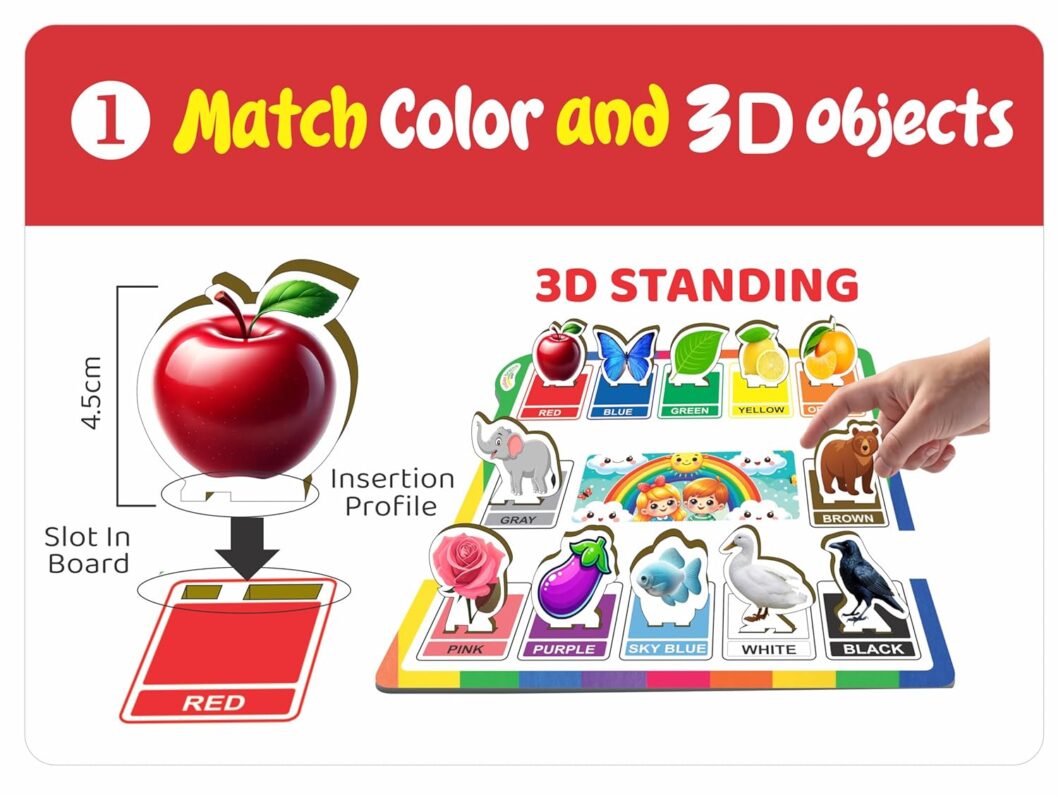 My Color World 6-in-1 Play Kit, Educational Learning Set with Magnetic Objects, Coloring Activities, Card Game for Ages 3-6 Years