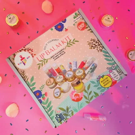 Make 15 Lip Balms with Shea & Kukum Butter, Beeswax, Vitamin E Oil, Grapeseed & Essential Oils, DIY Activity Kit for Kids