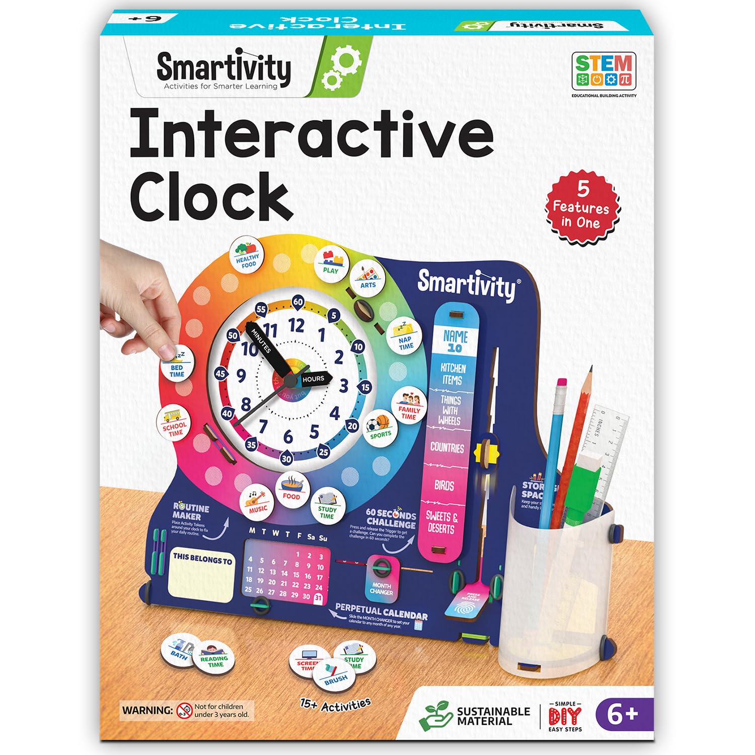 Smartivity DIY Interactive Clock with Stationary Organiser for Kids Ages 6-12