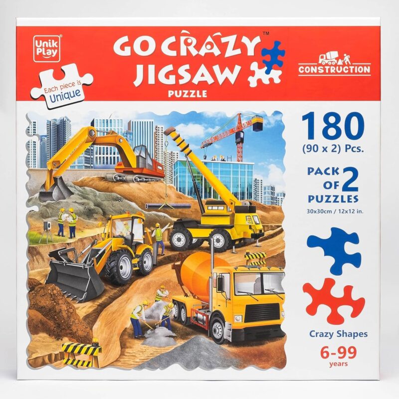 Go Crazy Jigsaw Puzzle | Construction Theme |180 Pcs | Skill-Building STEM Toy for Kids & Adults -6-99 | Educational Toy